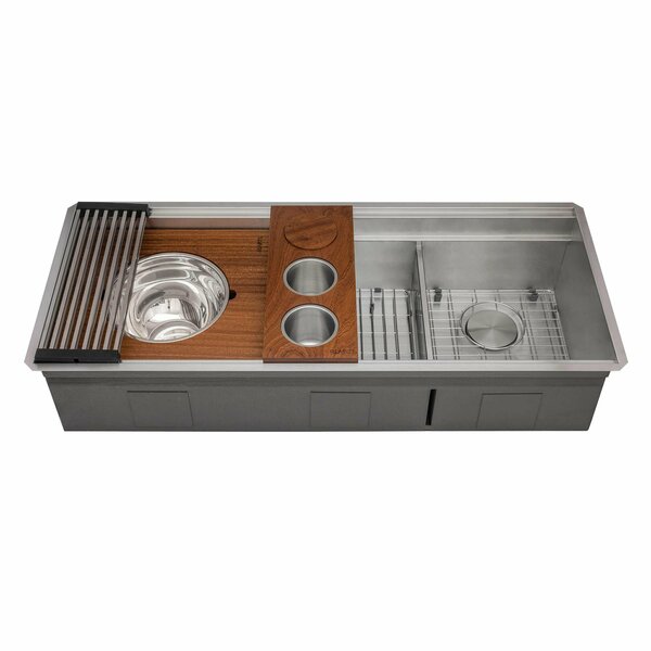 Ruvati 45-inch Double Bowl Workstation Two-Tiered Ledge Kitchen Sink Undermount 16 Gauge Stainless Steel RVH8253